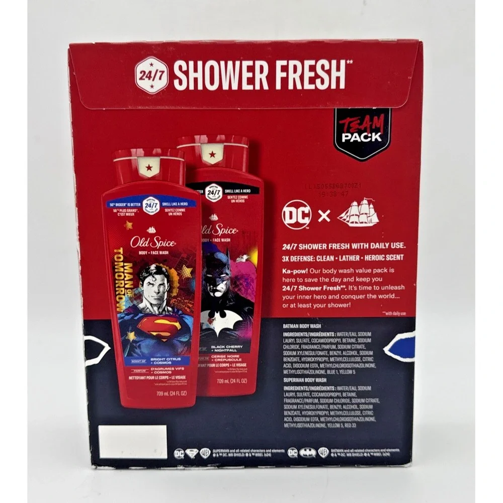Old Spice Body Wash Twin Pack 24 oz Superman Man of Tomorrow Batman Dark Knight